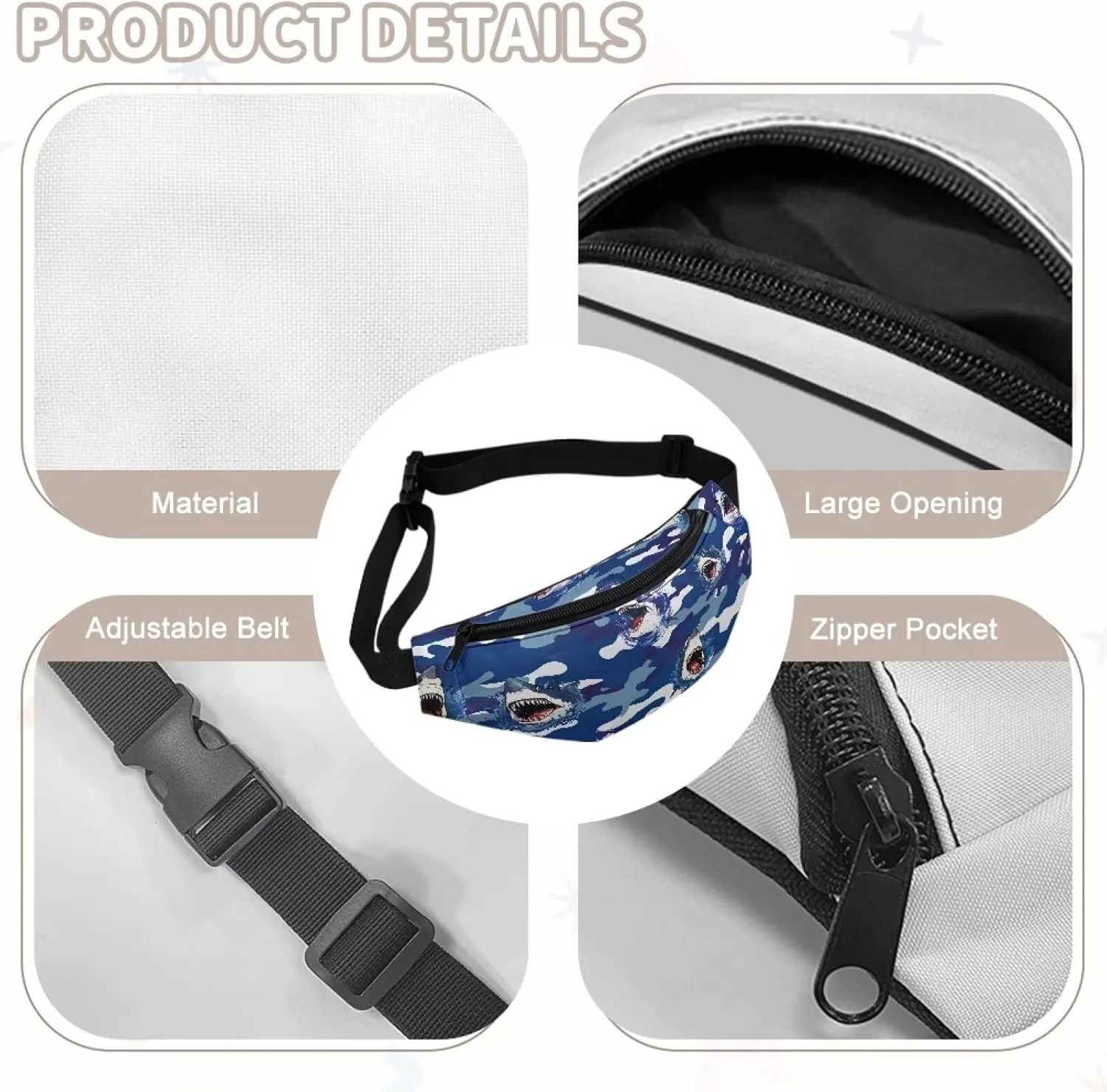 Cozeyat Cartoon Shark Kids Fanny Pack Fanny Pack Ages 4-6 6-8 8-12 Small Kids Belt Bag Toddler Fanny Pack Gift Boys Crossbody Sling Purse Teens Cute Stuff Pouch Bum Bag