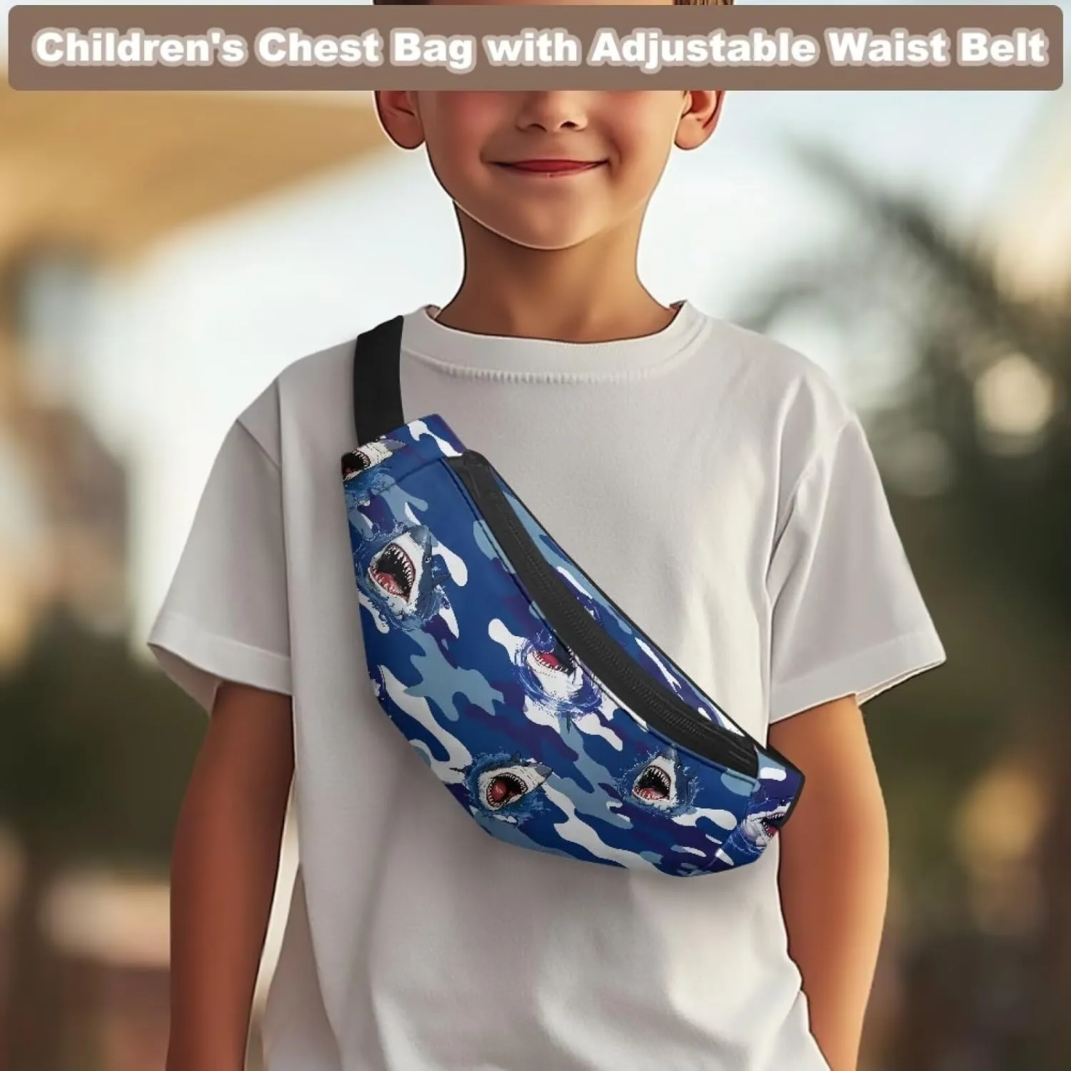 Cozeyat Cartoon Shark Kids Fanny Pack Fanny Pack Ages 4-6 6-8 8-12 Small Kids Belt Bag Toddler Fanny Pack Gift Boys Crossbody Sling Purse Teens Cute Stuff Pouch Bum Bag