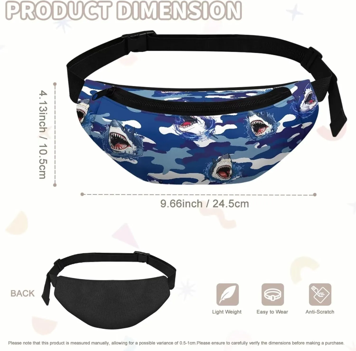 Cozeyat Cartoon Shark Kids Fanny Pack Fanny Pack Ages 4-6 6-8 8-12 Small Kids Belt Bag Toddler Fanny Pack Gift Boys Crossbody Sling Purse Teens Cute Stuff Pouch Bum Bag