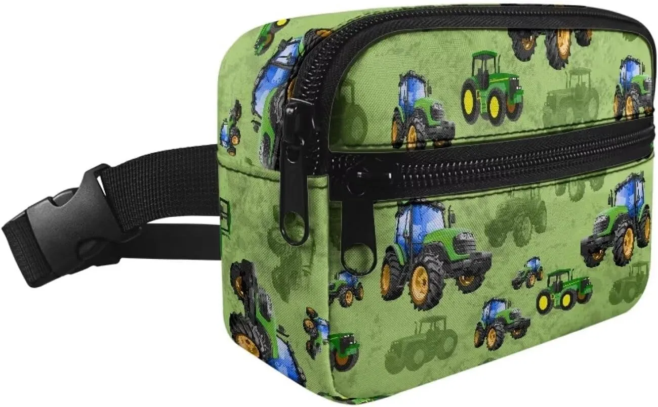 Cozeyat Cartoon Tractor Fanny Pack for Boys Kids Lightweight Canvas Waist Pack Crossbody Bag Sports Running Belt Bag