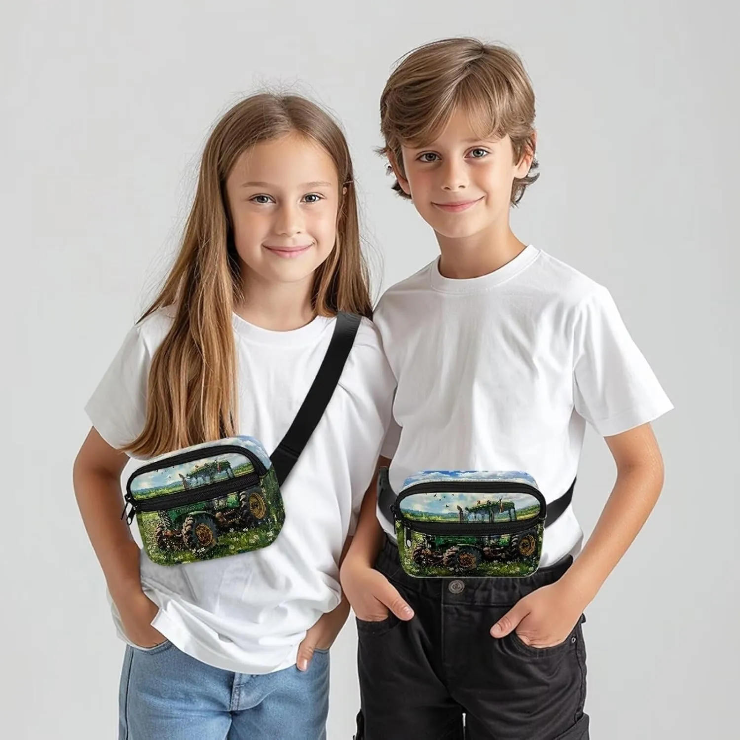 Cozeyat Cartoon Tractor Kids Fanny Pack Fanny Pack Ages 6-8 8-12 Kids Belt Bag Toddler Fanny Pack Gift for Running Hiking Camping