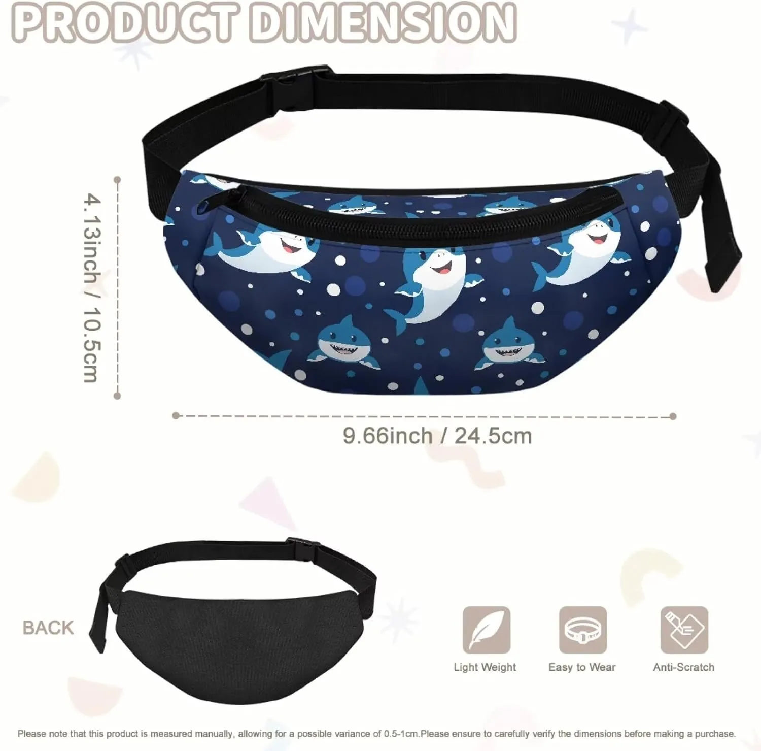 Cozeyat Cute Shark Kids Fanny Pack Fanny Pack Ages 4-6 6-8 8-12 Small Kids Belt Bag Toddler Fanny Pack Gift Boys Crossbody Sling Purse Teens Cute Stuff Pouch Bum Bag
