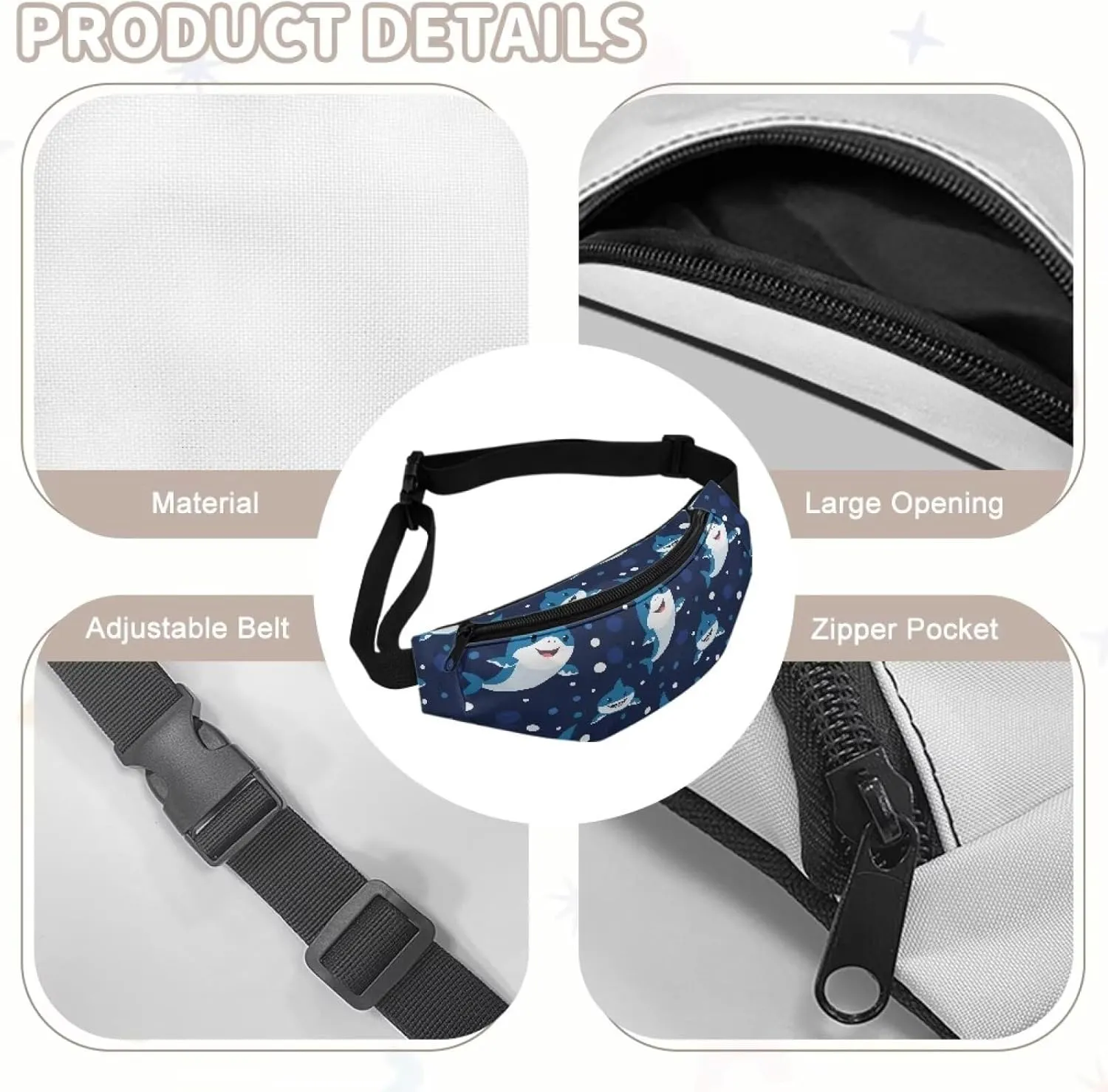 Cozeyat Cute Shark Kids Fanny Pack Fanny Pack Ages 4-6 6-8 8-12 Small Kids Belt Bag Toddler Fanny Pack Gift Boys Crossbody Sling Purse Teens Cute Stuff Pouch Bum Bag