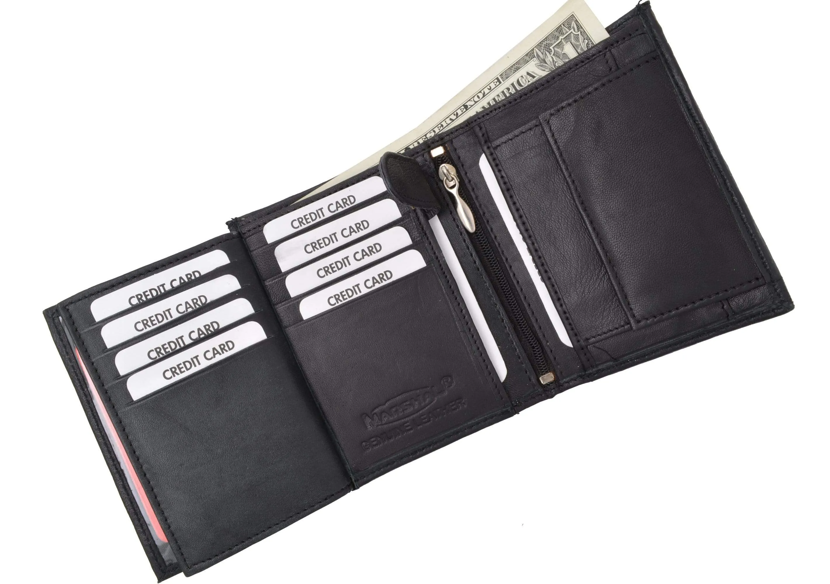 Crocodile Pattern RFID Blocking Premium Leather European Style Bifold Trifold Wallet with ID Window RFIDP518CR (C)
