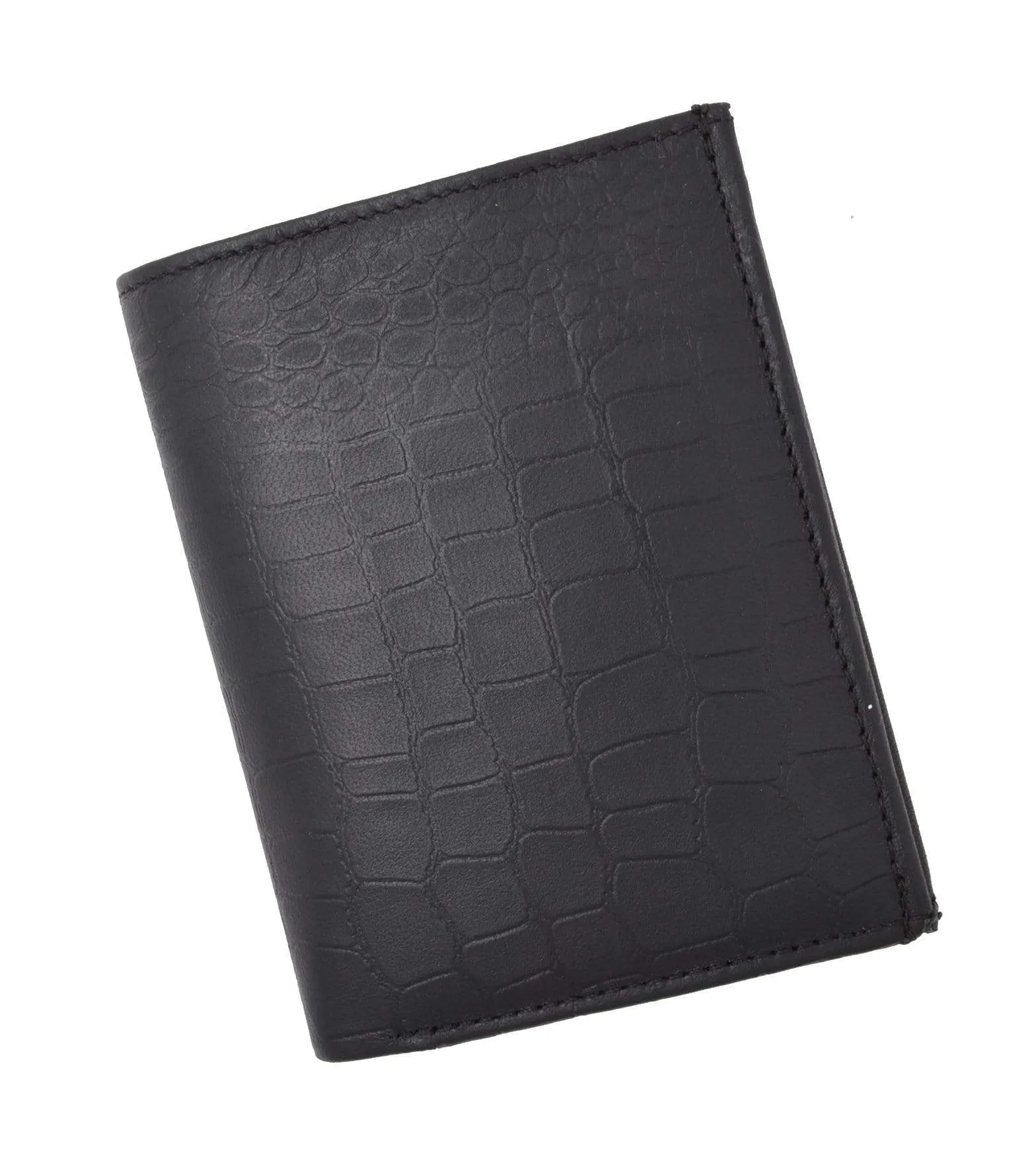 Crocodile Pattern RFID Blocking Premium Leather European Style Bifold Trifold Wallet with ID Window RFIDP518CR (C)