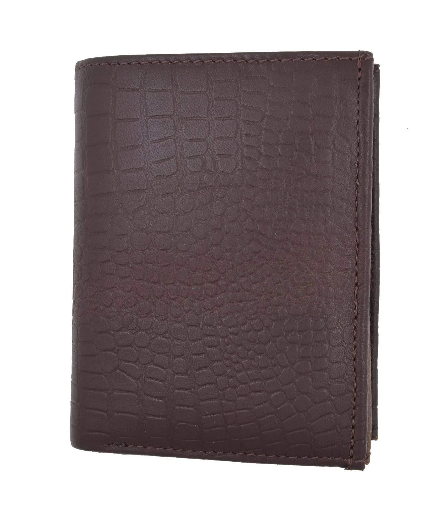 Crocodile Pattern RFID Blocking Premium Leather European Style Bifold Trifold Wallet with ID Window RFIDP518CR (C)