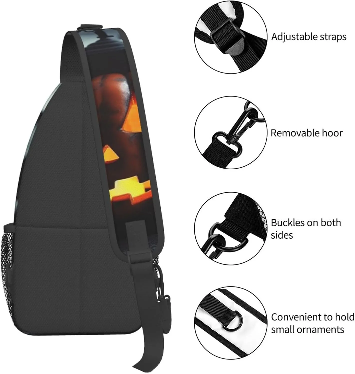Crossbody Bag for Women Men Pumpkin Lantern Chest Bag Crossbody Sling Bag Adjustable Shoulder Bag