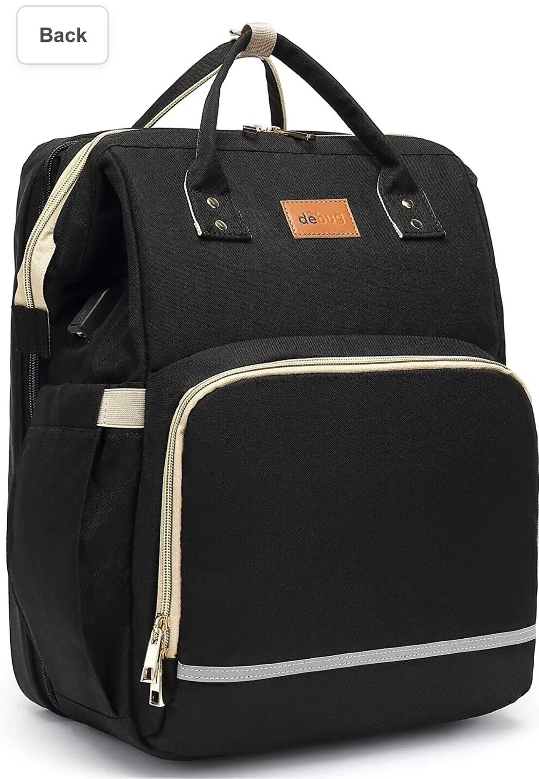 Diaper Bag Backpack with Bassinet black and silver
