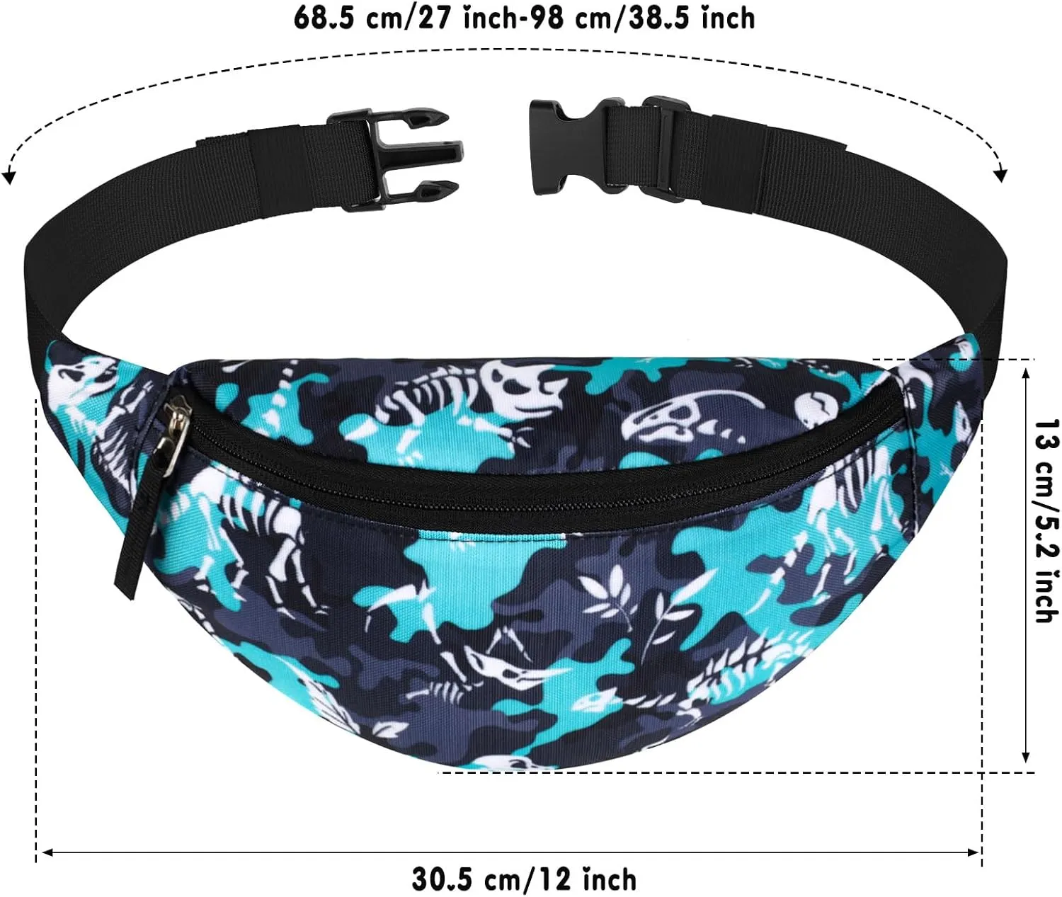 Dinosaur Kids Fanny Pack for Boys, Travel Small Waist Bag Crossbody Belt Bag for Little Boys Toddler Cute Fanny Bag, Black