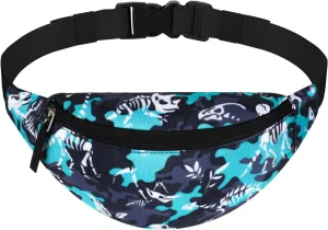 Dinosaur Kids Fanny Pack for Boys, Travel Small Waist Bag Crossbody Belt Bag for Little Boys Toddler Cute Fanny Bag, Black