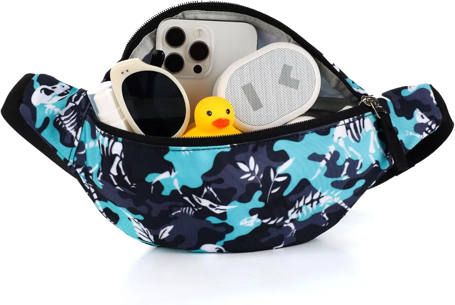 Dinosaur Kids Fanny Pack for Boys, Travel Small Waist Bag Crossbody Belt Bag for Little Boys Toddler Cute Fanny Bag, Black