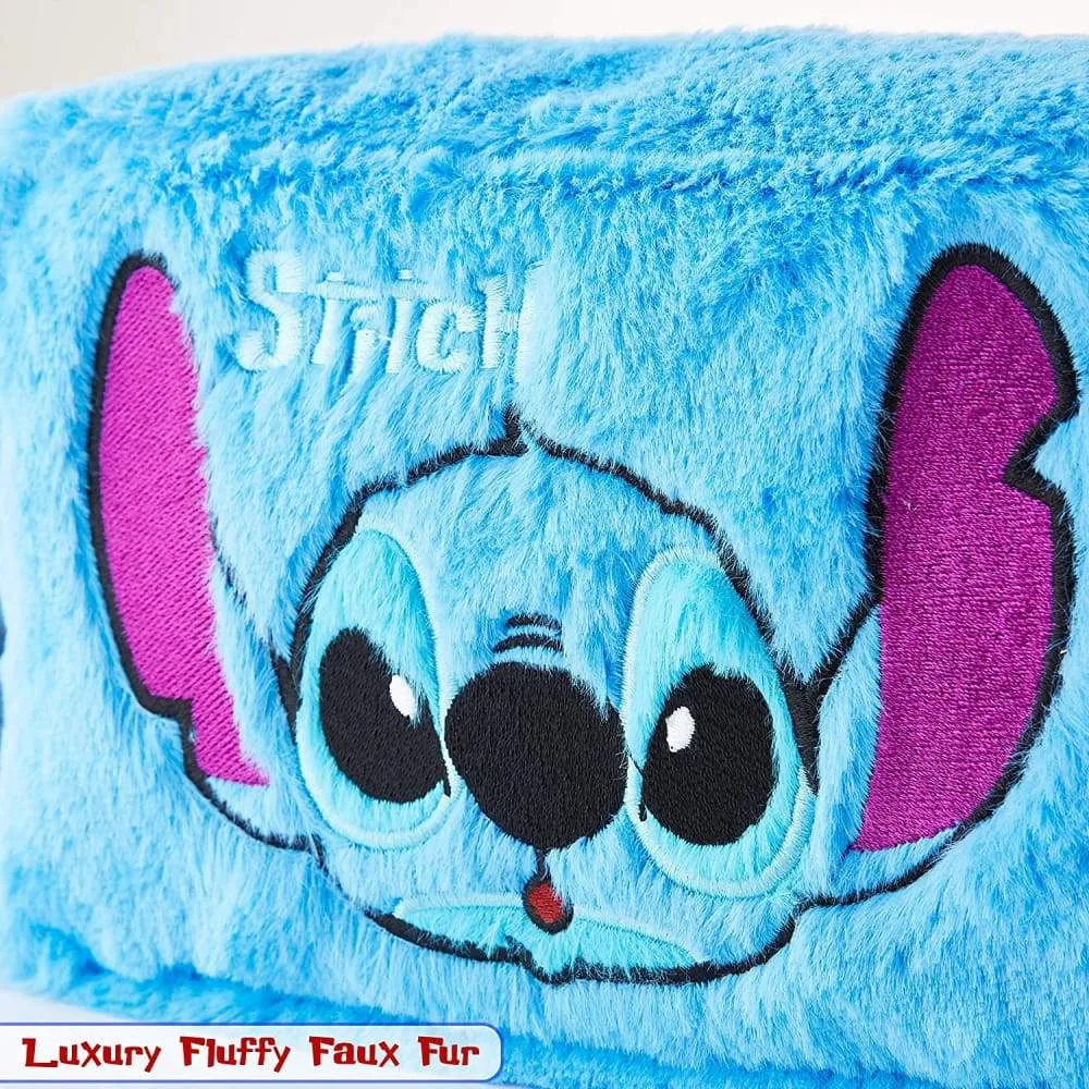 Disney Lilo and Stitch Plush Makeup Bag with Fluffy Pom Pom for Women Or Girls