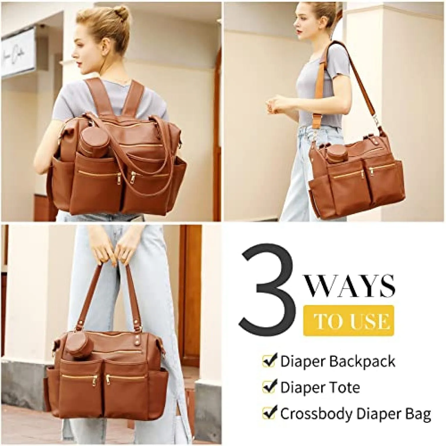 Eco-Friendly Vegan Leather Diaper Bag