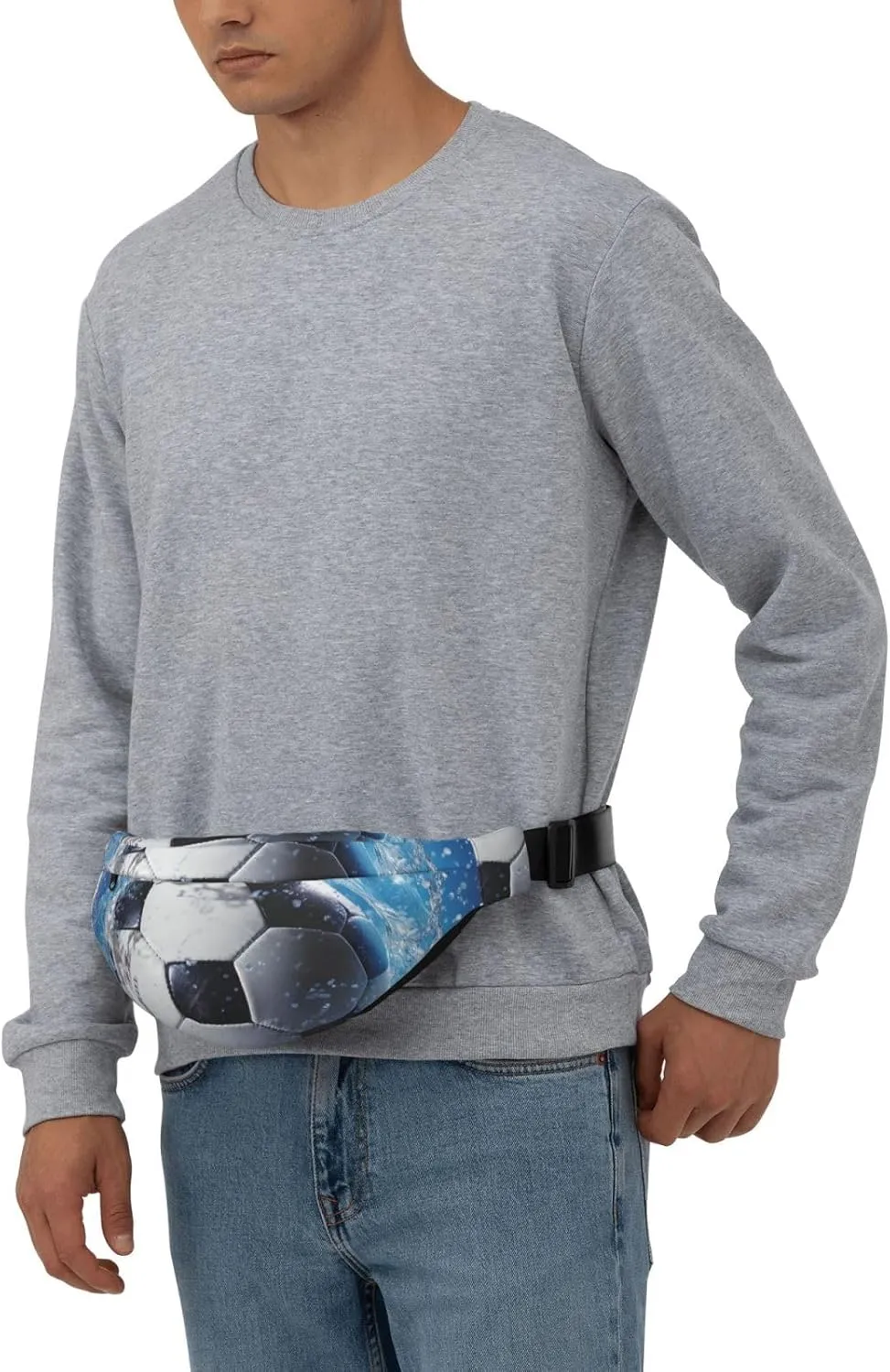 Fanny Pack Belt Bag for Women Men Waterproof Waist Pack Tiger Colorful Sunset Waist Bag with Adjustable Strap, Soccer Ball Water, One Size