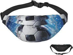Fanny Pack Belt Bag for Women Men Waterproof Waist Pack Tiger Colorful Sunset Waist Bag with Adjustable Strap, Soccer Ball Water, One Size