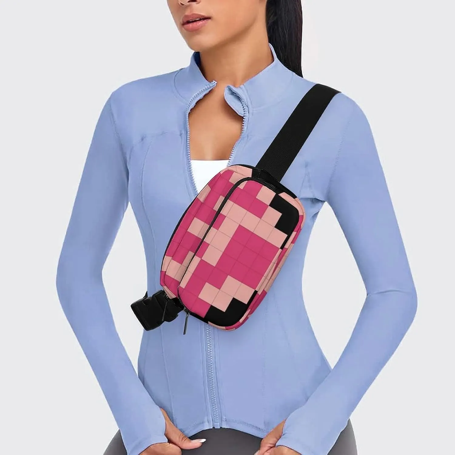 Fanny Pack for Men&Women Crossbody Waist Bag Small Sling Backpack Pixel Shaped Heart Belt Bag