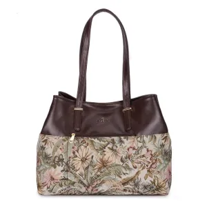 Faux Leather Handbag with 3 Compartments | Tote/Shoulder Bag | 14.3L | Dark Brown