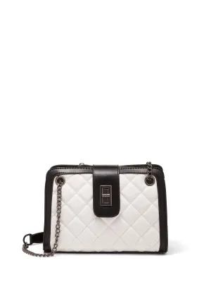 Faux-Leather Two-Tone Quilted Bag