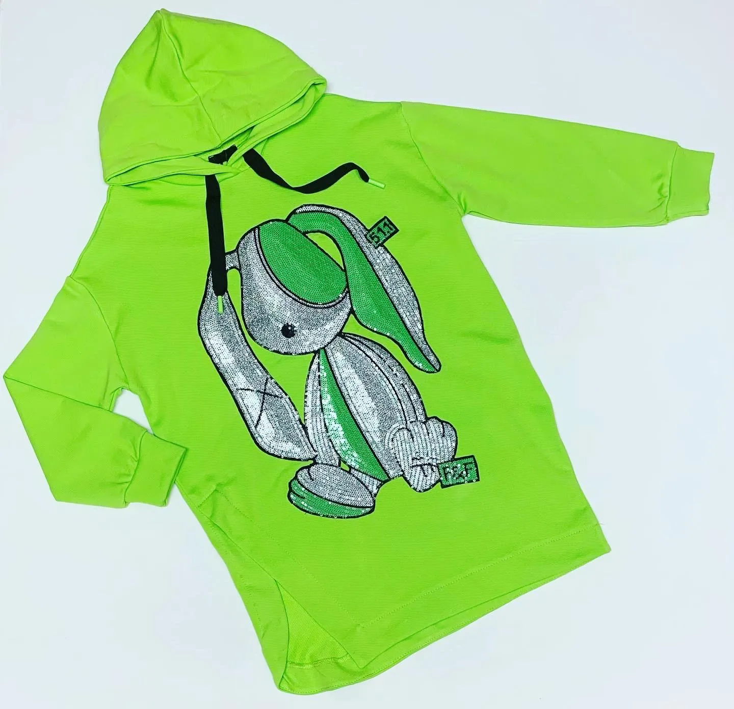 Fun & Fun Junior Girls Lime Sequin Rabbit Dress