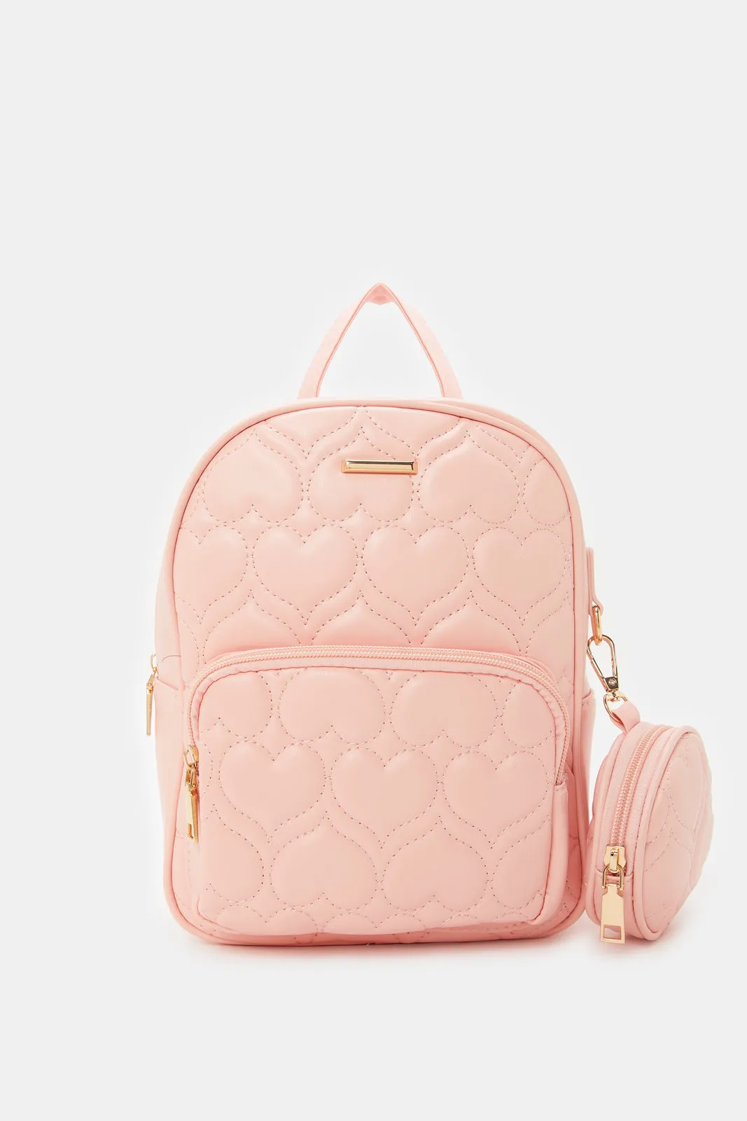 Girls Pink Quilted Backpack
