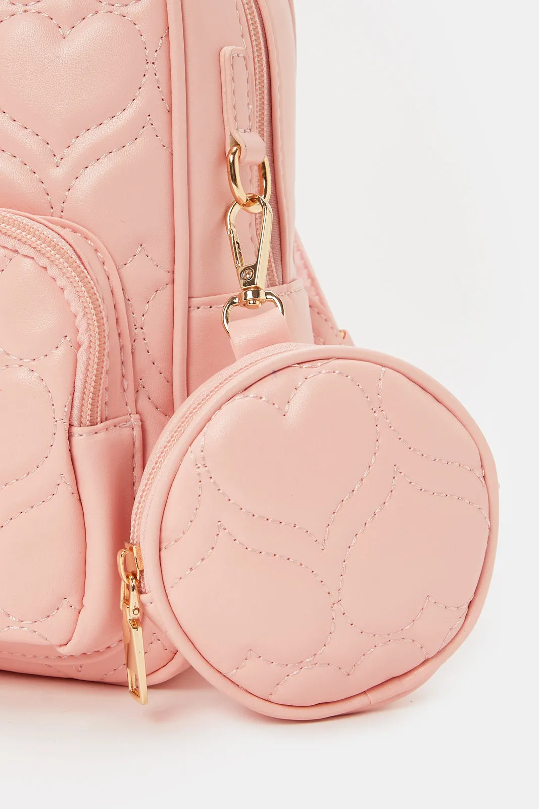 Girls Pink Quilted Backpack