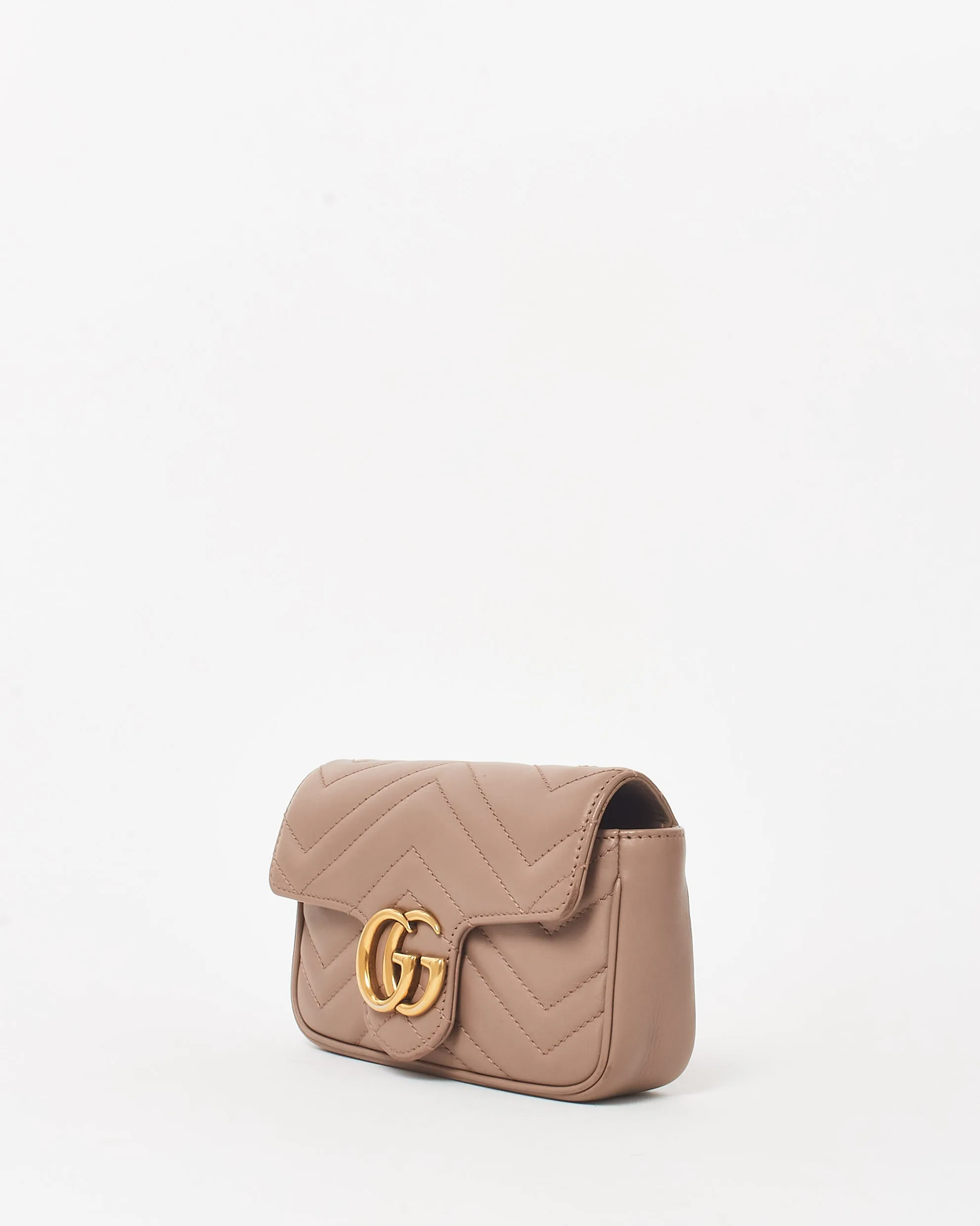 Gucci Dusty Rose Leather GG Marmont Super Mini Crossbody Bag