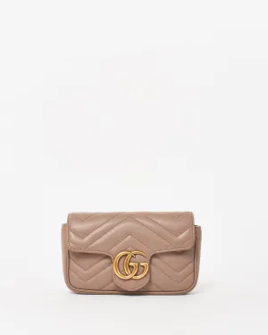 Gucci Dusty Rose Leather GG Marmont Super Mini Crossbody Bag