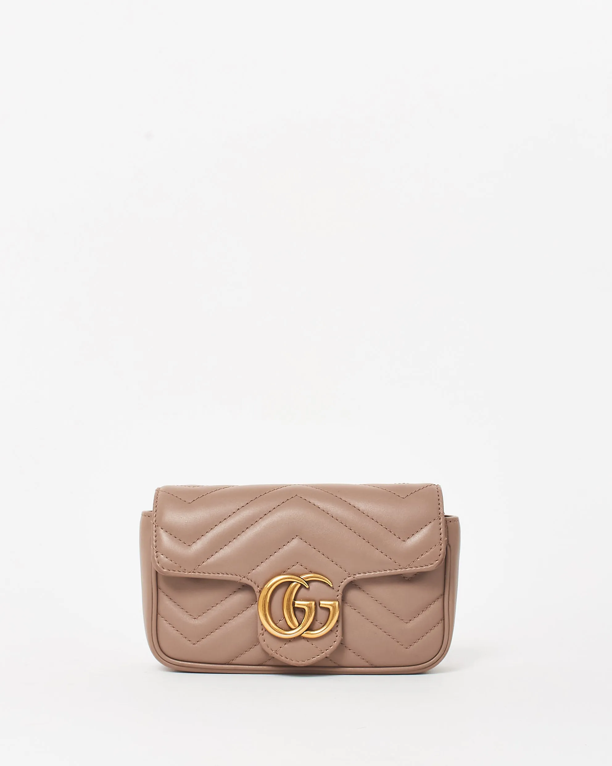 Gucci Dusty Rose Leather GG Marmont Super Mini Crossbody Bag