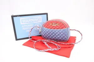 Gucci Trapuntata Crossbody Bag in Blue White and Red Metallic Leather