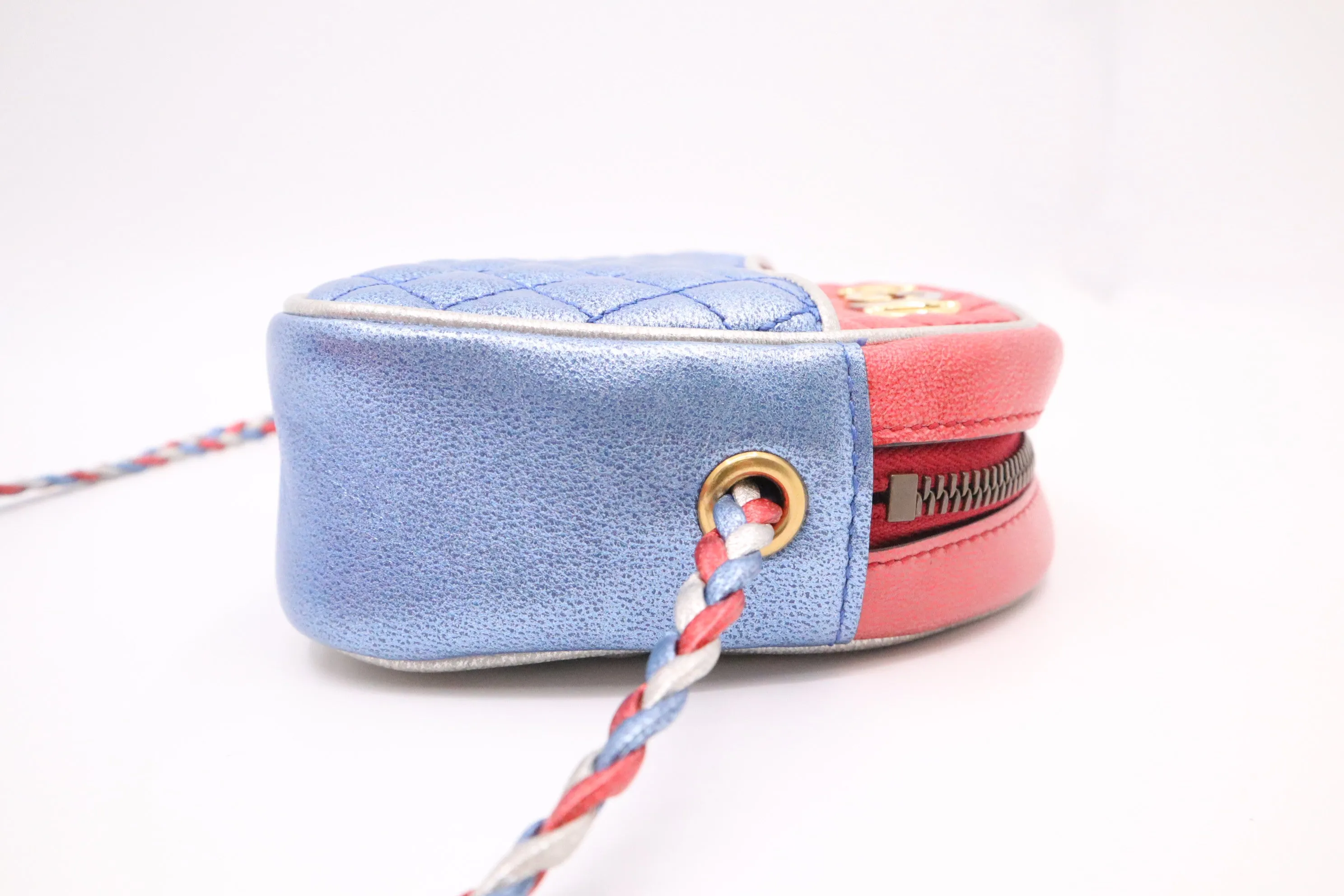Gucci Trapuntata Crossbody Bag in Blue White and Red Metallic Leather