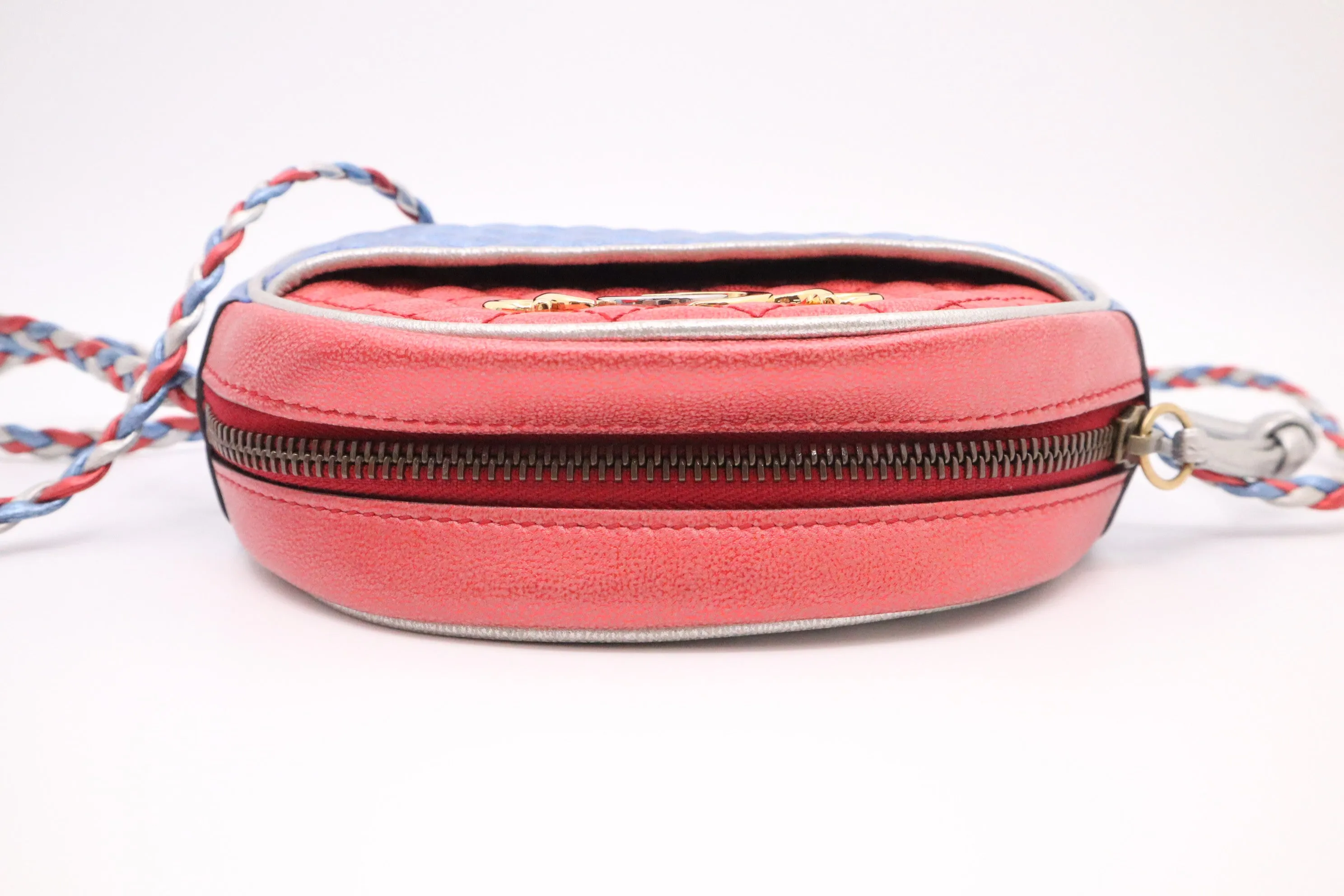 Gucci Trapuntata Crossbody Bag in Blue White and Red Metallic Leather