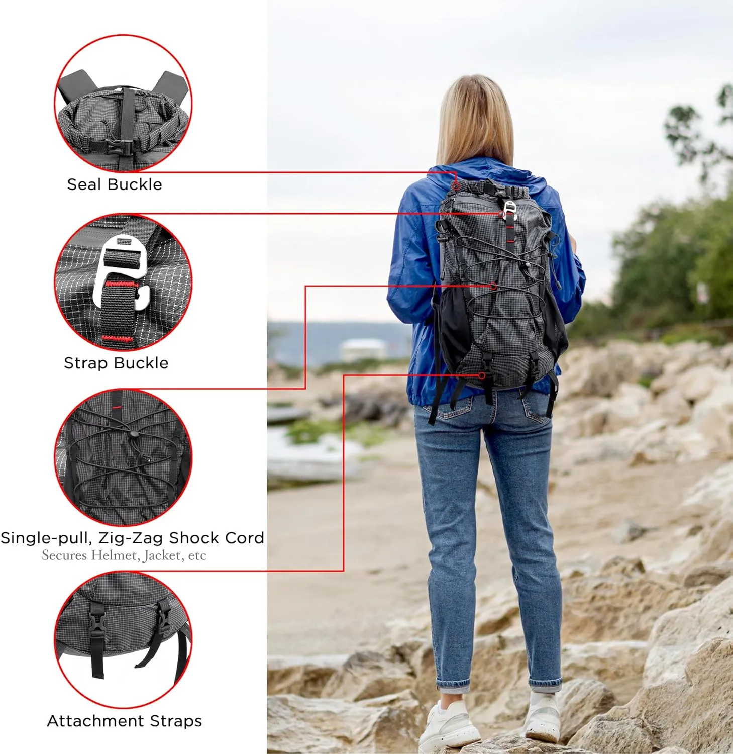 Hiking Backpack 25L Ultra Lightweight Day Pack For Education, Cycling and Camping For Men And Women (Blue)