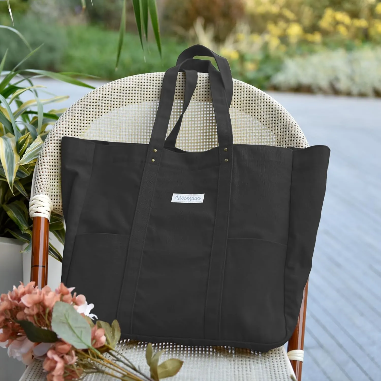 HOMESPON Large Canvas Tote Bag for Women Everything Bag with Pockets and Laptop Sleeve