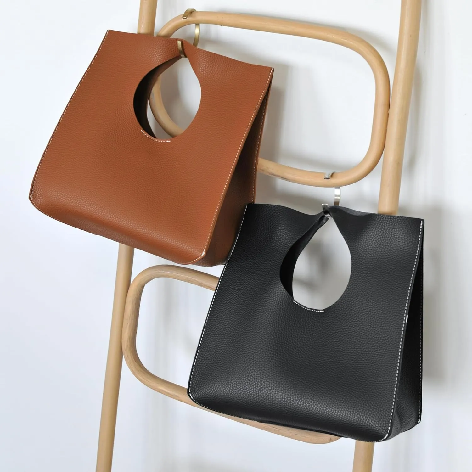 HOXIS Vintage Minimalist Style Soft Pu Leather Handbag Clutch Small Tote