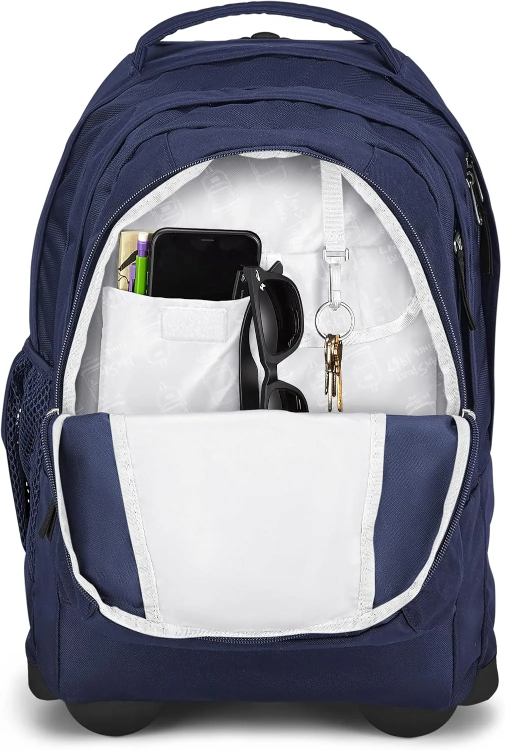 JanSport Driver 8 Rolling Backpack - Wheeled Travel Bag with 15-Inch Laptop Sleeve, One Size, Navy