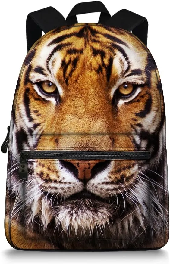JeremySport Toddler Backpack Boys, 15 Inch Kids Backpack for Preschool,Tiger Brown