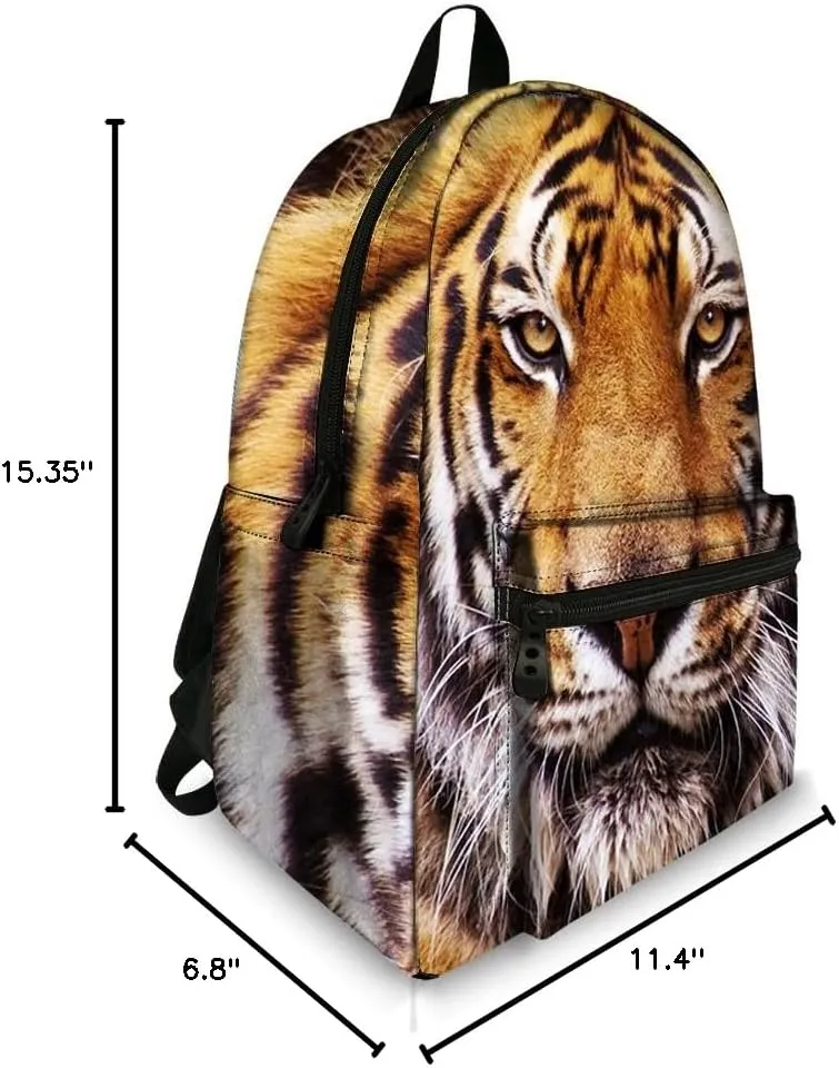 JeremySport Toddler Backpack Boys, 15 Inch Kids Backpack for Preschool,Tiger Brown