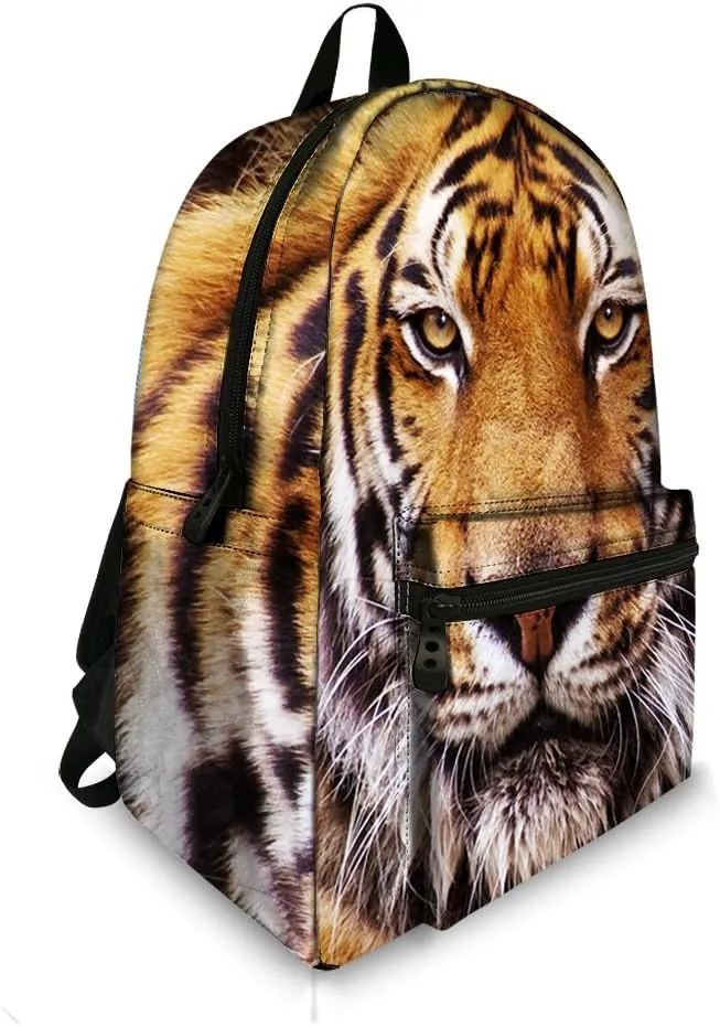 JeremySport Toddler Backpack Boys, 15 Inch Kids Backpack for Preschool,Tiger Brown
