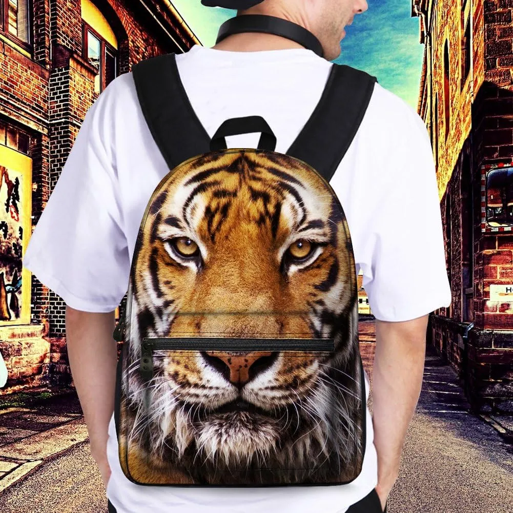 JeremySport Toddler Backpack Boys, 15 Inch Kids Backpack for Preschool,Tiger Brown