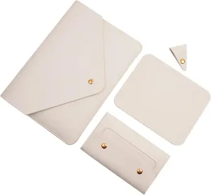 Laptop Sleeve 14 Inch Compatible with MacBook Pro 14, MacBook Air 13 2010-2017, MacBook Pro 13 2012-2015, Surface Laptop 13.5 with Small Pouch, Mouse Pad and Cord Organizer, Color White