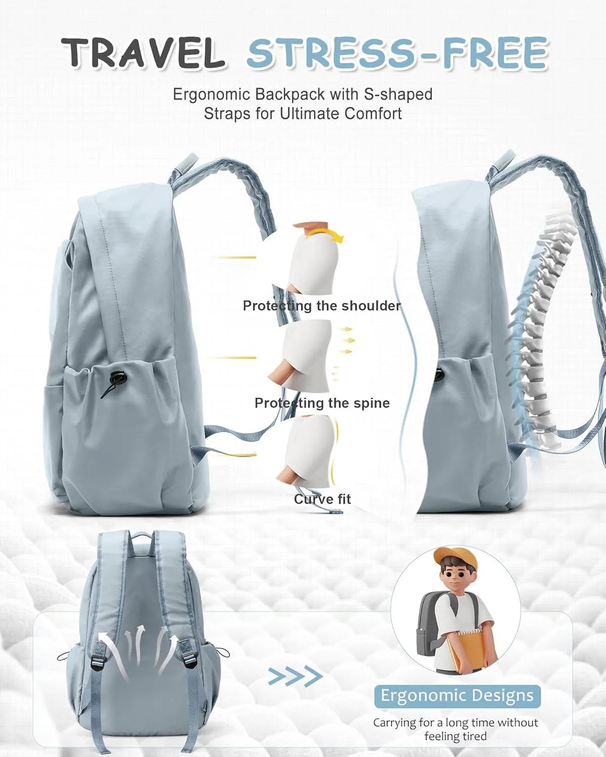 Large Blue Backpack for Men Women, Teenage Girls' Backpack Middle School Students Bookbag Outdoor Daypack, Mochilas para Nias Adolescentes Back to School Travel Gifts