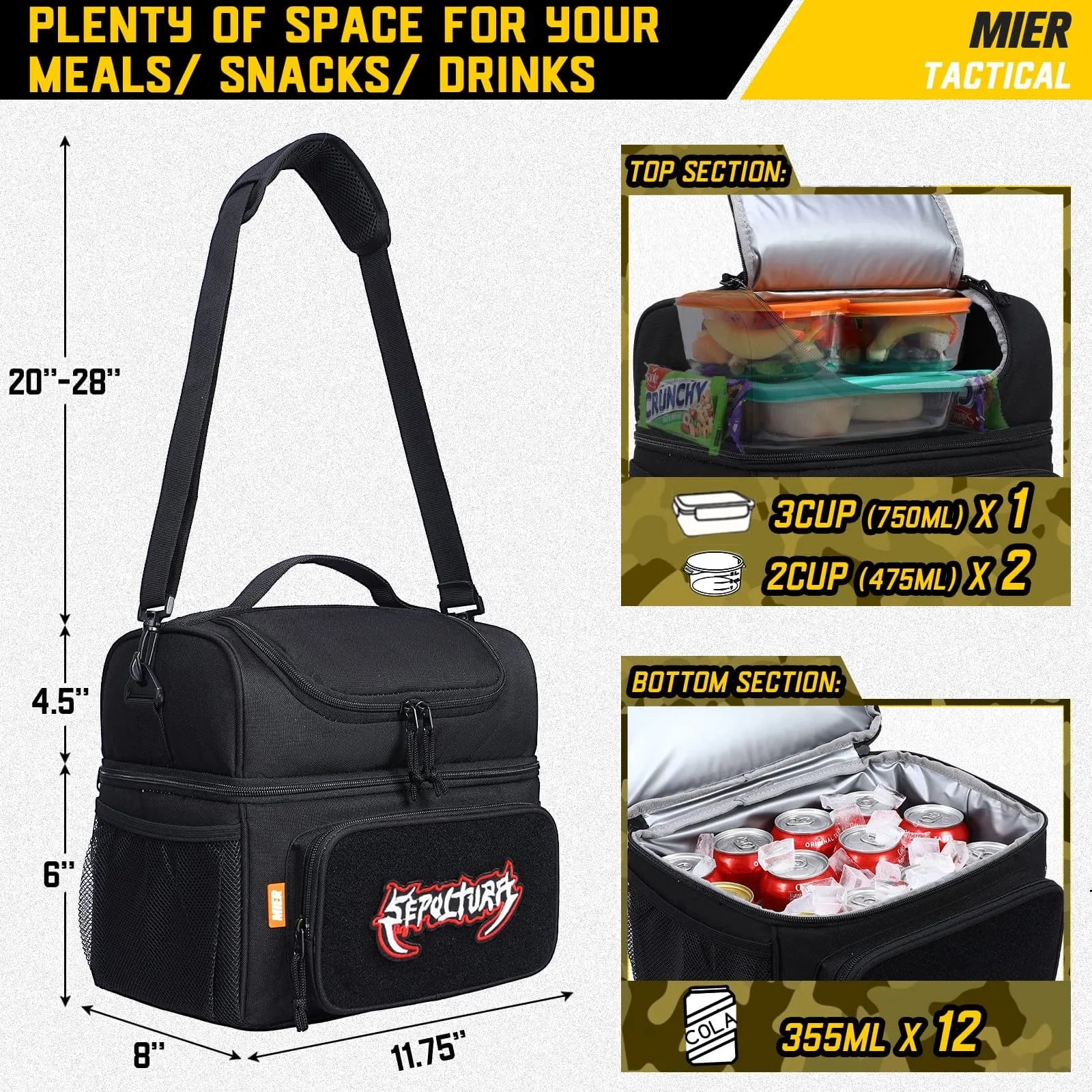 Large Insulated Lunch Bag Tactical Soft Cooler Bag