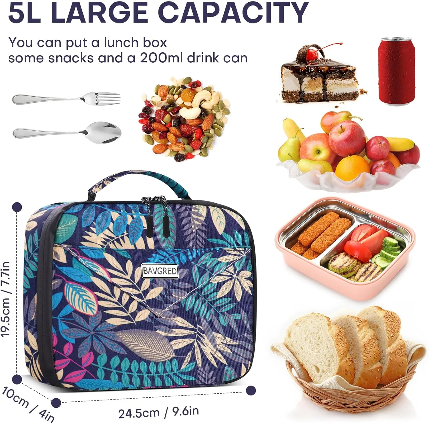 Lunch Box Insulated Soft Lunch Bag, Freezable and Reusable Mini Cooler, Thermal Meal Tote Containers with Exterior & Interior Pockets for Work, Outdoor Meal