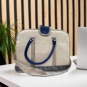 Maresse Blue Floral Laptop Bag for Men and Women  16-Inch Professional Briefcase with Detachable Strap  Eco-Friendly, Stylish for Office, Casual Use, and Everyday Work  Ideal Corporate Gift, Cream,