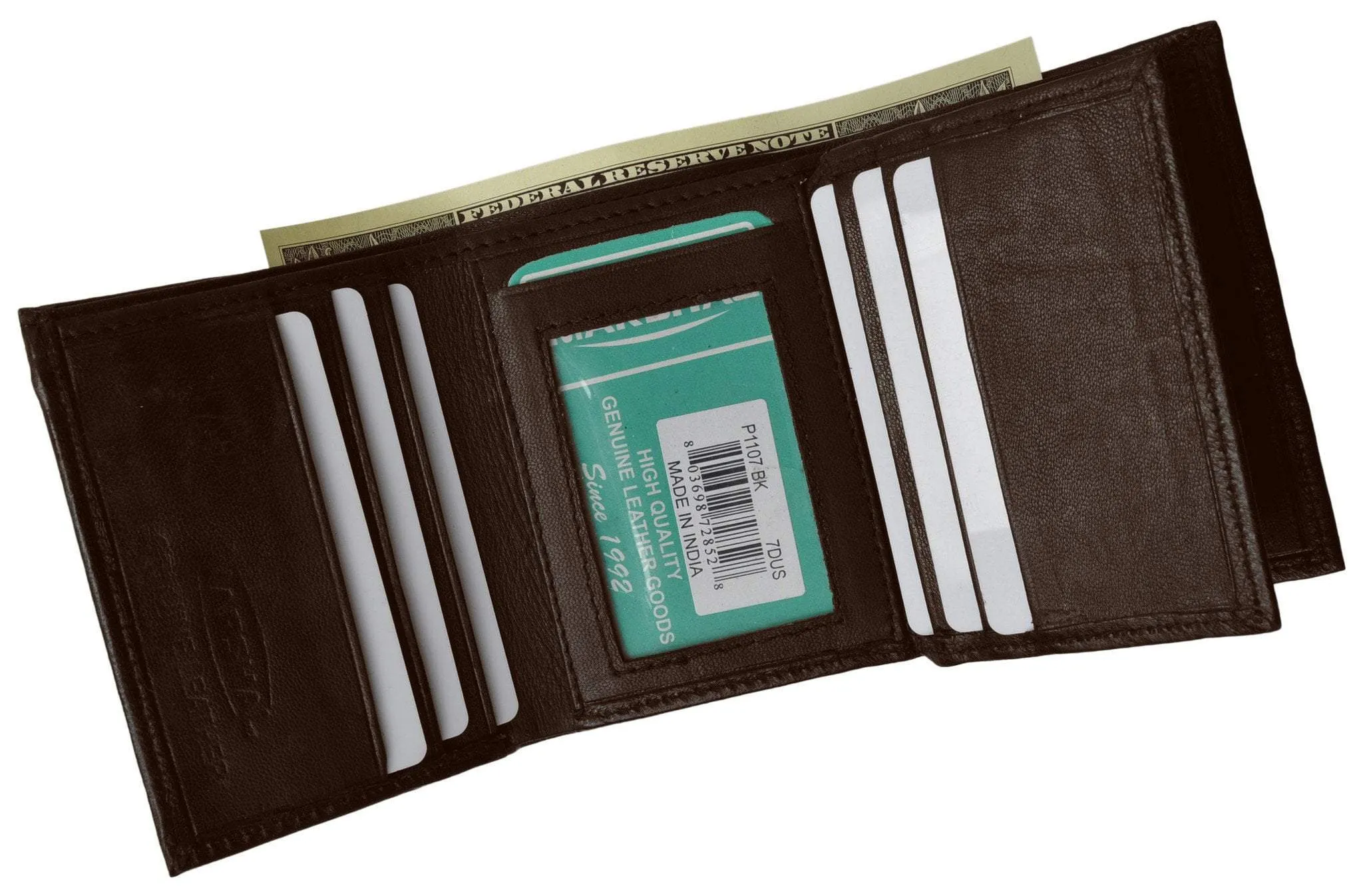 Mens Leather Wallet Lamb Classic Trifold wallet P 1107 (C)
