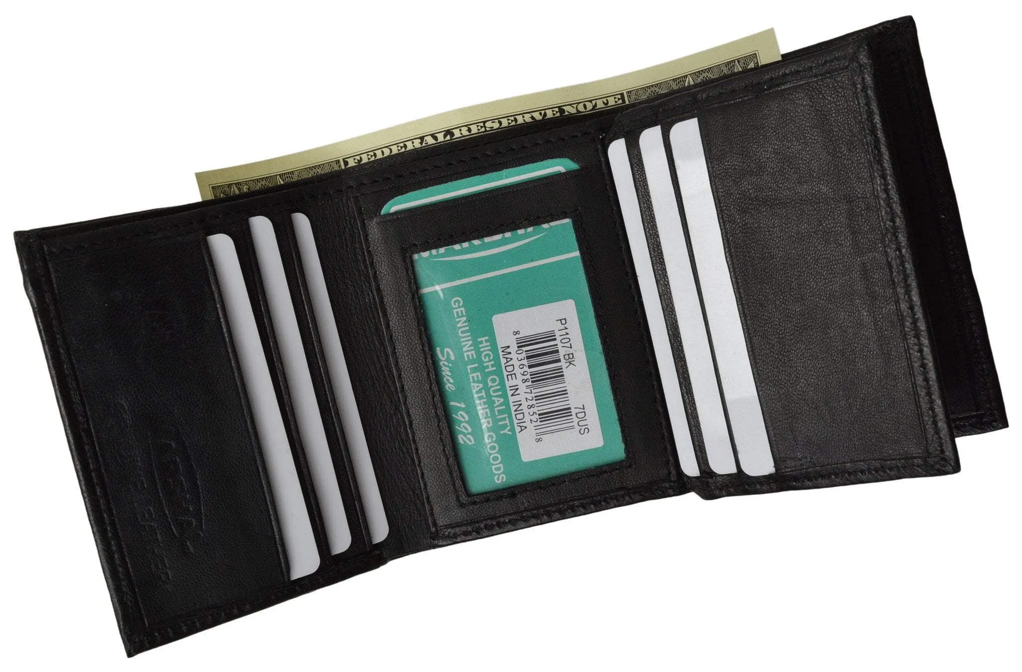 Mens Leather Wallet Lamb Classic Trifold wallet P 1107 (C)