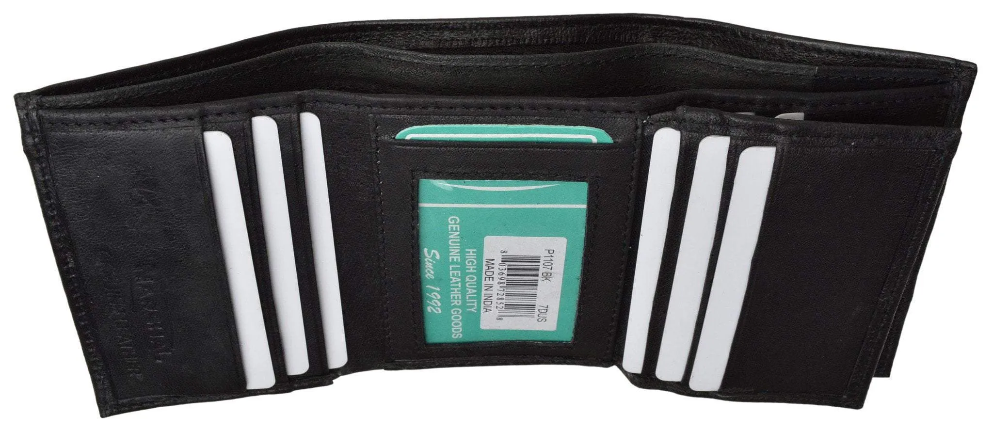 Mens Leather Wallet Lamb Classic Trifold wallet P 1107 (C)
