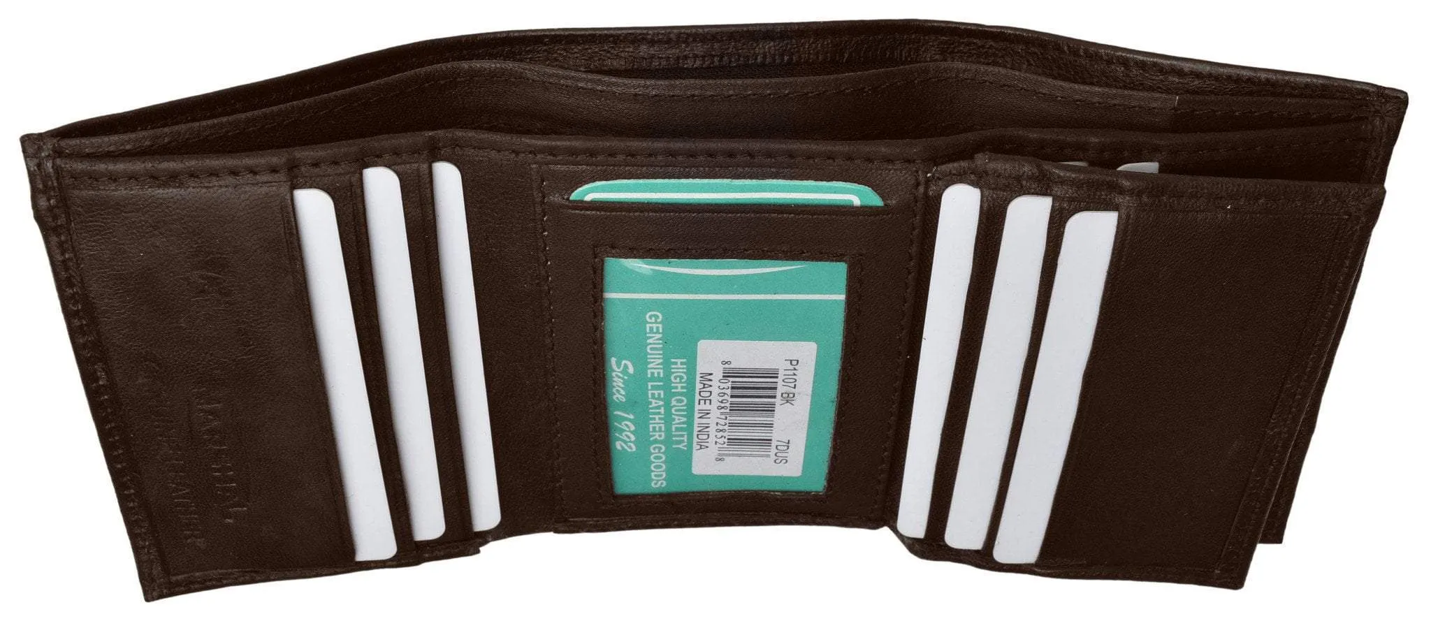 Mens Leather Wallet Lamb Classic Trifold wallet P 1107 (C)