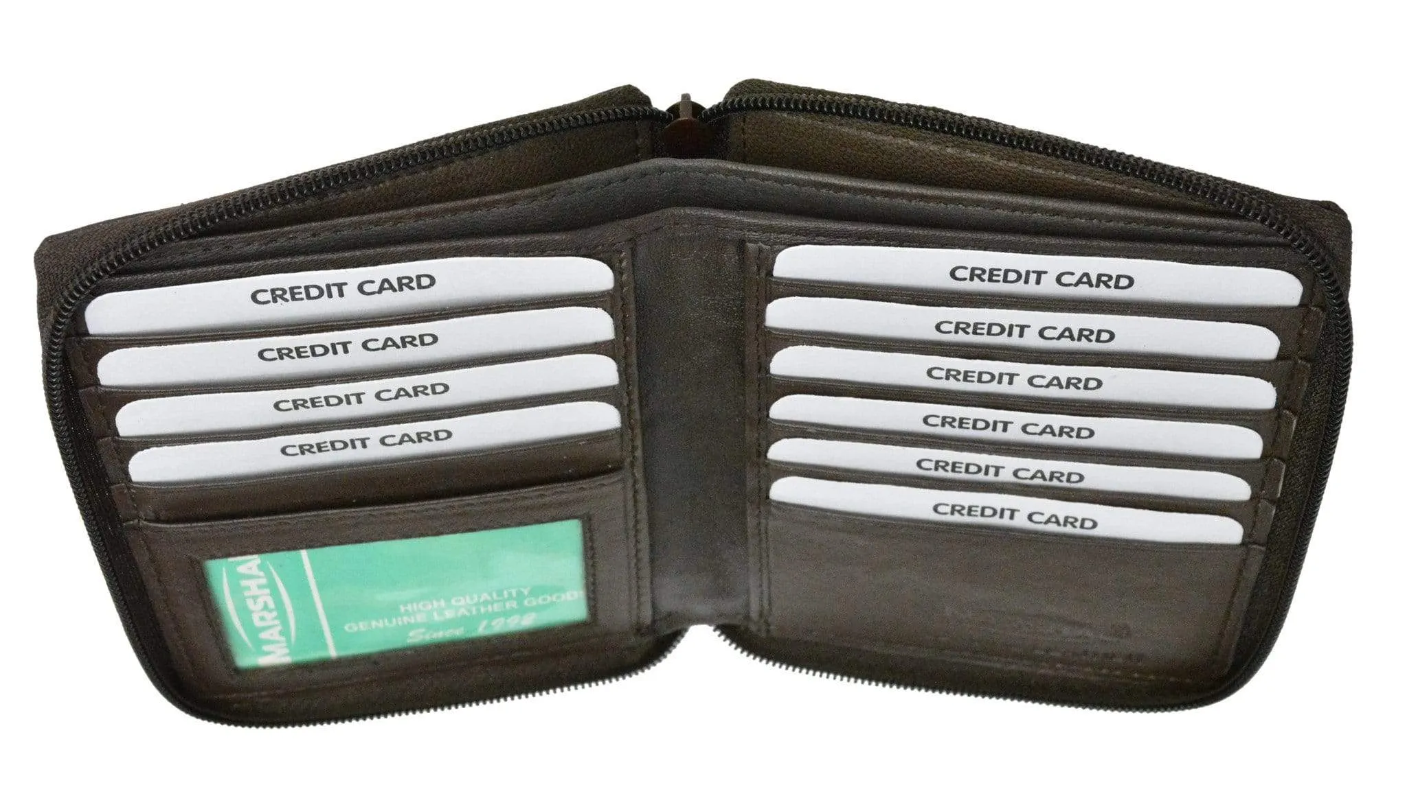 Mens Premium Soft Leather Bifold Zippered ID Wallet P 702 (C)