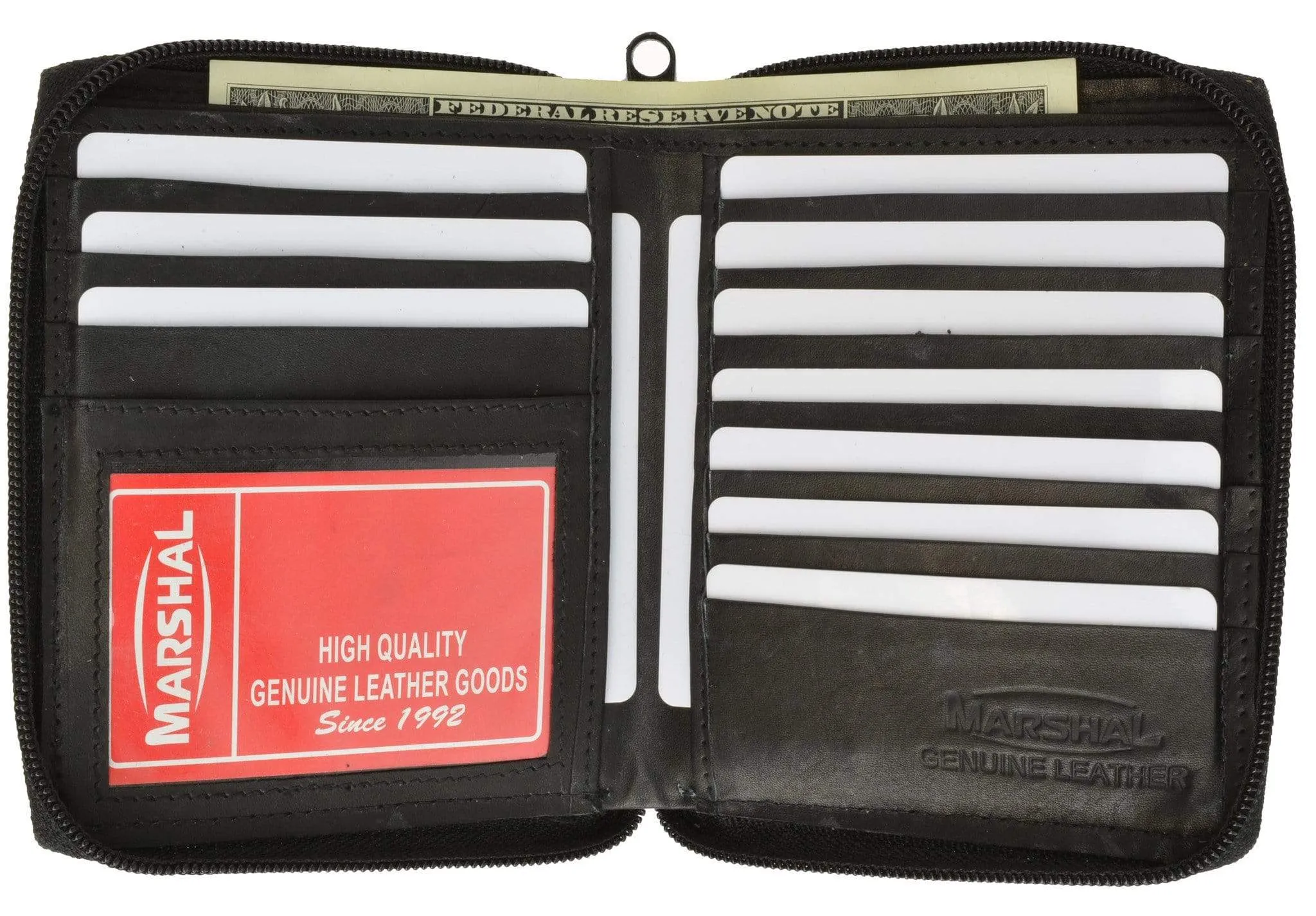 Mens Premium Soft Leather Bifold Zippered ID Wallet P 702 (C)